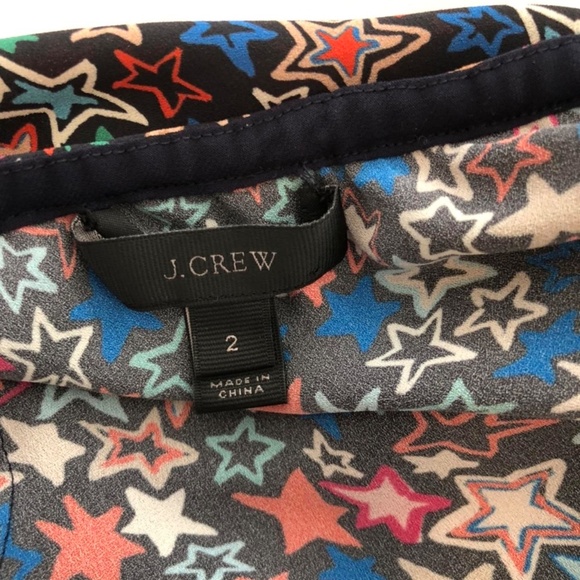 J.Crew Star Print One-Shoulder Blouse • Size 2 • Bow Detail • Off-Shoulder - Picture 7 of 9
